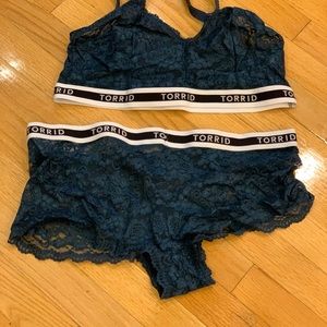 Blue lace Bra and Pantone set